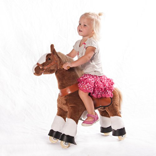 PonyCycle AMADEUS Caballo marrón claro, Pony Sobre Ruedas fahrendes Caballito balancín y peluche para su niño de mypony (Small)