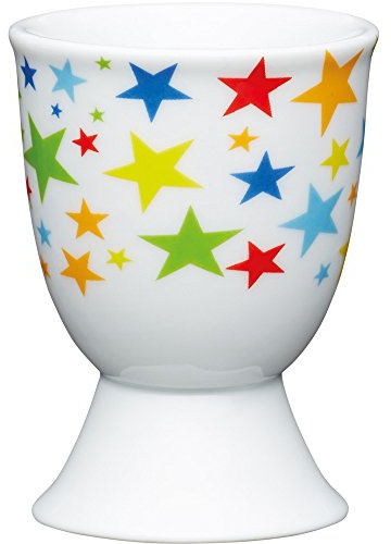 Kitchen Craft KCEGGBSTAR Coquetier Étoiles Brillantes Design en Porcelaine, Porcelaine, Multicolore, 9 x 12 x 16 cm