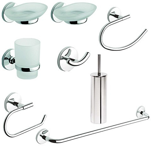 Set accessori bagno kit completo One Cromo 8 pezzi in Acciaio Cromato