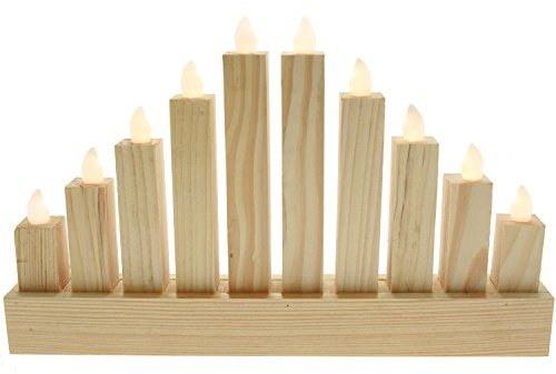 WeRChristmas Pre-Lit Wooden Candle Bridge Window/Table Illuminated with 10 Warm White LED, 25 cm