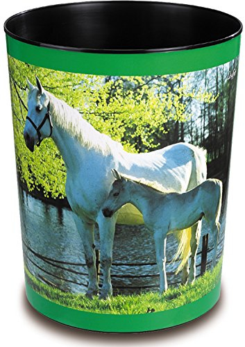Läufer 26663, cestino per la carta con motivo cane colorato, 13 litri, perfetto per la cameretta dei bambini, rotondo Cani Cavallo e puledri al lago.