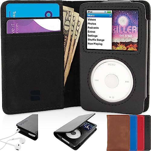 Snugg Cover iPod Classic, Apple iPod Classic Flip Custodia Case [Slot per Schede] Pelle Portafoglio Progettazione Esecutiva [Garantita a Vita] - Nero, Legacy Range