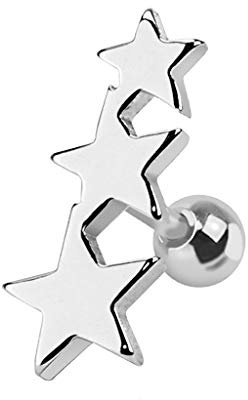 Piercingfaktor Piercing Ohr Helix Tragus Chirurgenstahl 3 Sterne