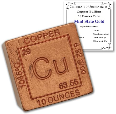 Titan Cube Briefbeschwerer – 142 ml 999 Pure Chemie Element Design von Metallum Gifts 10oz-Cube kupfer