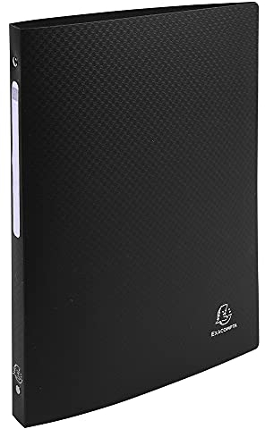 Exacompta 51191E Ringhefter OPAK DIN A4 aus Kunststoff mit 4 Ringen 20 mm breit schwarz ideal für Schule und Büro Ringhefter Ringordner Ringbuchordner