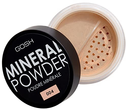 GOSH Mineral Powder, vegan I loses Fixierpuder mit Mineralien für alle Hauttypen I mattierend & langanhaltend für einen makellosen Teint I kein Maskeneffekt I mittel- bis hochdeckend I 004 Natural