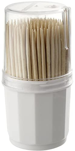 Fackelmann 57651 Lot de 190 cure-dents dans une boîte avec couvercle, cure-dents en bois, cure-dents, pic apéro, Bois, 6,5 cm | Prise facile à emporter, 190 cure dents, Format 6,5 cm, Bois et plastique, Pour apéritifs