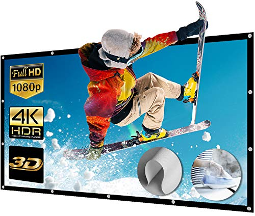 NIERBO Schermi di proiezione Schermo di Proiezione 200 Pieghevole Lavabile 16 : 9 Full HD 3D 4K 443 x 249 cm per Esterno o Interno