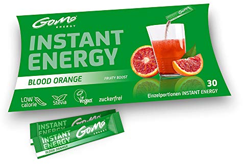 GoMo ENERGY® Vitaldrink mit Stevia gesüsst│ Wachmacher mit Koffein, Zink, Magnesium und Vitamin-B-Komplex hochdosiert │ BLOOD ORANGE 30 Einzelportionen