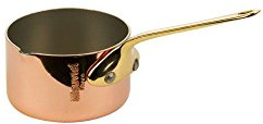 Mauviel M'Minis Polished Copper & Stainless Steel Sauce Pan With Pouring Spout, And Brass Handle, 2-in, Made in France