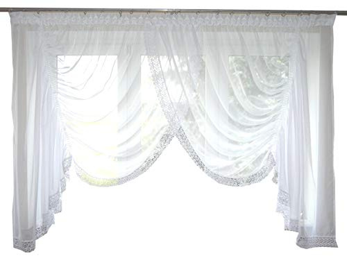 TOP Fertig-Gardine aus Voile NEU Top Design Set Schöne Küche-Gardine mit Kräuselband AG4 Modern