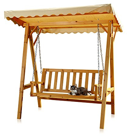 Melko Hollywoodschaukel Holz 188 x 161 x 88 cm Schwingliege Gartenschaukel Hängeschaukel Schaukelbank Braun