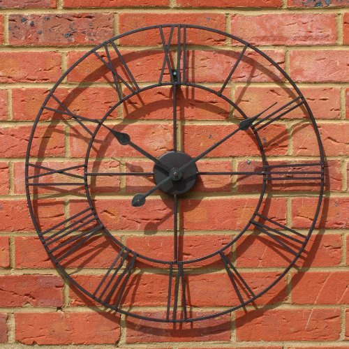 FB FunkyBuys Large 40CM Classic Vintage Cast Iron Wrought Garden Wall Mounted Clock Outdoor