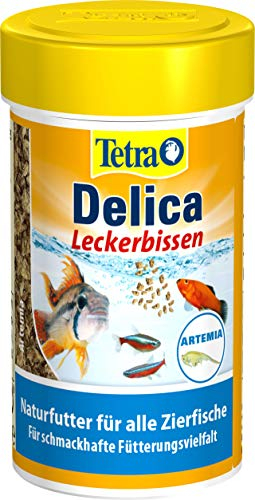 Tetra Delica Brine Shrimps Naturfutter - 100% gefriergetrocknete Salinenkrebse, natürliche Snacks für Zierfische, 100 ml Dose