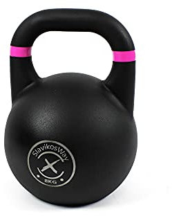 SLAVIKOSWAY Kettlebell 8kg Kugelhantel Gusseisen Robuste Oberfläche, breiter Griff, verschieden Übungen, Liegt sicher in der Hand