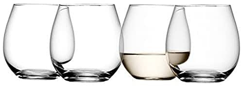 LSA International Wine Stemless White Wine Glass 370ml Clear | Set of 4 | Mouthblown & Handmade Glass | WI01