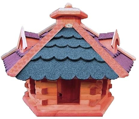 XXL großes Vogelhaus/Nistkasten,Vogelhäuser : Ergänzung zum Nistkasten, für Vögel Amsel Amseln Meise Meisen Star Stare Meisennistkasten Vogel,Vogelfutterhaus und Vogelvilla, Futterhaus, Futterhäuschen,große Größen auch mit Ständer und Silo, aus Holz große Vogelvilla Holz mit ROT + BLAU E ohne Ständer Vogel Futterhaus