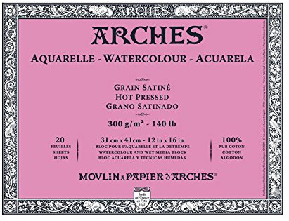 Arches Bloc aquarelle grain satin 31 x 41 cm 300 g 20 pages Naturel Blanc