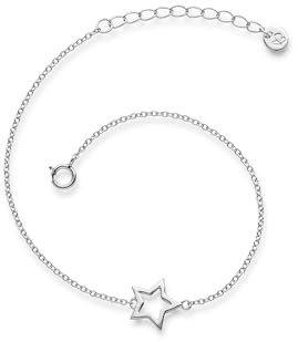 GLANZSTÜCKE MÜNCHEN Damen Armband 925/- Sterling Silber | rhodiniert, Ankerarmband, Stern, Federring