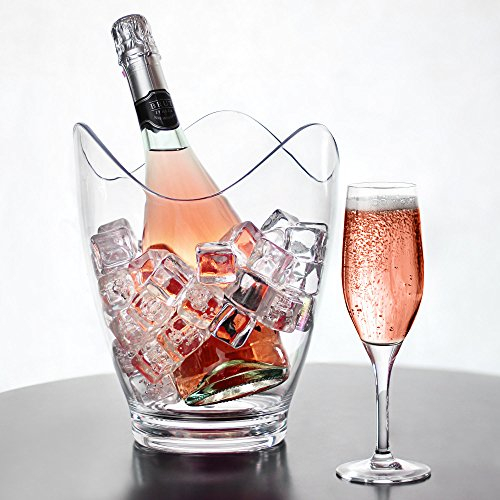 bar@drinkstuff Glacier Acrylic Curve Wine Bucket - Set of 6 - Plastic Shatterproof Champagne Cooler