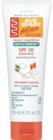 AVON Skin So Soft Bug Guard Plus IR3535 Insect Repellent Moisturizing Lotion — Gentle Breeze SPF 30 Lotion, 2-in-1 Sunscreen & DEET-Free Bug Repellent with Vitamin E & Aloe — Travel Size, 4.2 fl oz