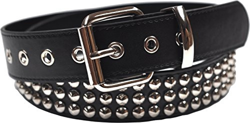 foolsGold Leder 3 Reihe Konische Bolzen Spikes Gürtel Schwarz (28 - 48 )