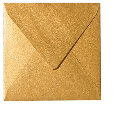 Paper24 25 Quadratische Briefumschläge 110 x 110 mm, 11x11 cm Gold- 100 g/m² - Dreieckslasche