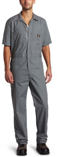 Dickies Men's Short-sleeve overalls and coveralls workwear apparel, Gray, L
