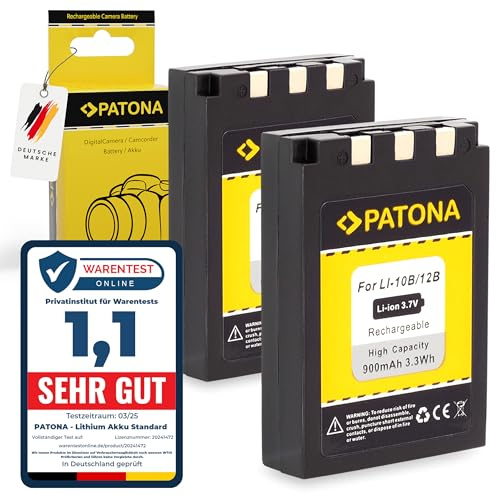 PATONA 2X Akku Ersatz für Olympus Li-10b Li-12b Batterie Kompatibel mit Olympus mju 300 400 500 600 800 1000 Camedia C-7000 C-5000 Zoom