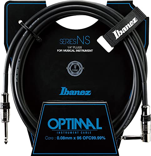 Ibanez Straight and Right Angle Plugs Guitar Instrument Cable, 10 ft