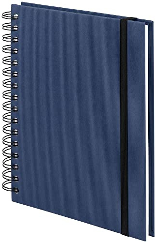 Rössler SOHO Notizbuch A5 blanko mit Gummizug | Spiralnotizbuch | Notebook A5 | Bullet Journal A5 | A5 Notizbuch | Notizbuch blanko | Kladde in DIN A5 | 1 Stück | Farbe: Blau | Navy | Spiralnotizbuch mit Gummizug für Notizen, Skizzen, Bullet Journaling, Ideen und Planung