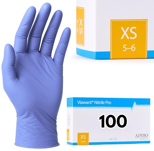 Einweghandschuhe 100 Stück | XS | Nitrilhandschuhe Blau | Puderfreie, latexfreie Einmalhandschuhe | Reißfest & feinfühlig | EN 455 & EN 374 | Gr. XS, S, M, L, XL, XXL