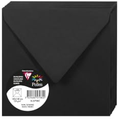 Clairefontaine 5798C - Packung mit 20 Umschläge Pollen, viereckig 14x14cm, 120g, Schwarz, ideal für Ihre Einladungen und Korrespondenz, 1 Pack