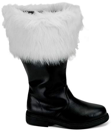 Funtasma Men's Santa Combat Boot,Black/What Faux Fur,Large/12-13 M US