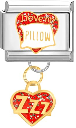 Quiges - 9mm Italian Style Charm Modul Edelstahl Ich liebe meine - Cushion-Anhänger für Italienische Armbänder