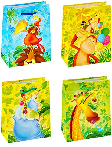 TSI Geschenktüten ZOOTIERE, 12er Packung, Größe: Klein (HxBxT 14 x 11 x 6,5 cm), Art. Nr. 84022