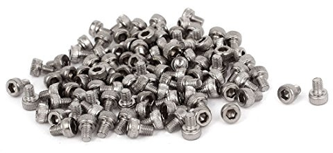 sourcing map 100 Stück M3 x 4 mm - 0.5 mm Pitch Schrauben | Innensechskant-Cap Rändel-Schrauben