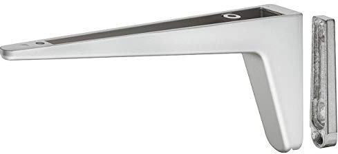 Gedotec Moderne Wandkonsole Regalträger für Wand-Regale - ELEGANT | Regalkonsole weiß-Aluminium Silber | Schwerlast-Konsole mit 60 kg Tragkraft | 1 Stück - Design Fachboden-Träger Wand-Montage