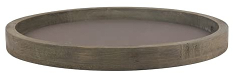 Stonebriar Large 11.8 Decorative Rustic Farmhouse Worn Natural Wood and Metal Tray