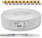 Premium X Professionale Set Cavi Coassiali da 50m – Satkabel Bianco | Rame Puro | Antennenkabel Schermato 4-vie | 10 Connettori F Inclusi - Supporta 8K, 4K UHD & 3D per Sat, Cavo, DVB-T