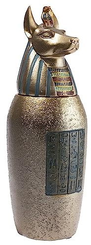 lachineuse - Jarrón Canopo de Anubis - Estatuilla Egipcia 21 cm - Decoración del Antiguo Egipto - Figura de Faraón con Cabeza de Chacal - Idea de Regalo Decorativa - Color Bronce Dorado