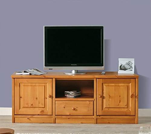 Arredamenti Rustici Meuble TV en pin Massif -Couleur Noyer