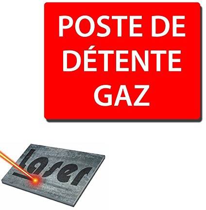 Plaque gravée autocollante 20x15cm Poste de détente gaz fond rouge