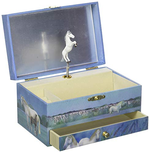 Trousselier 6260621 Schmuckschatulle für Kinder, Pferd Camargue, Spieluhr mit tanzender Figur und Musik, nachtleuchtend