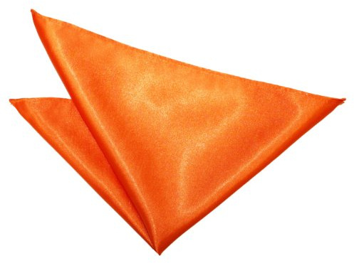 DQT Mens Plain Satin Pocket Square - Wedding, Business & Formal Suit Handkerchief - Burnt Orange