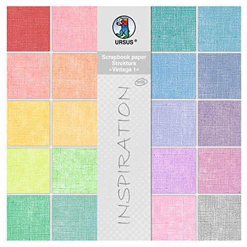 Ursus 80720099 - Scrapbook paper Block, Struktura Vintage 1, ca. 30,5 x 30,5 cm, 220 g/qm, 20 Blatt in 20 verschiedenen Farben, durchgefärbt, einseitig bedruckt mit Vintage Effekt