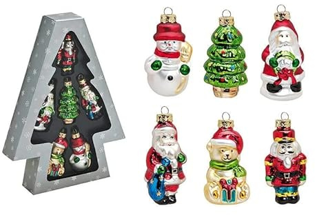 Tannenbaumschmuck Christbaumschmuck 6-teilig Nussknacker, Schneemann, Tannenbaum, Nikolaus, Weihnachtsbär