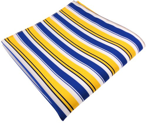 TigerTie Designer näsduk i randigt mönstrad – pochette näsduk 30 x 30 cm, Gul blå vit svart, Einstecktuchgröße: ca. Länge 30 cm, Breite 30 cm