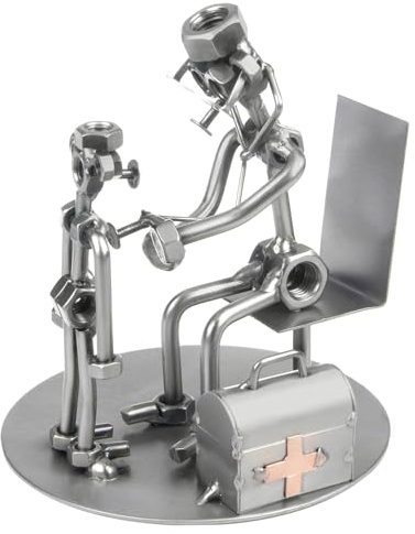 metalman24 Schraubenmännchen KINDERARZT Arzt Stethoskop - Handarbeit Geschenkidee Metallfigur Metallmännchen Stahlfigur Schraubenmännle - Deko für Büro & Zuhause