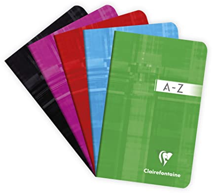 Clairefontaine 3599C - Adressbuch / Vokabelheft 9x14 cm, 48 Blatt, kariert, 90g, farbig sortiert, 1 Stück